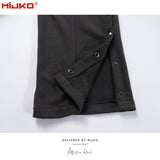 MIJKO Mens Vintage Pants Breasted Sports Black Casual Pants