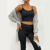 Women Knitted Sweater Autumn Gray Long Sleeves Long Hemlock Sweater