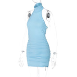 Women Dresses Spring Sexy Hollow Backless Turtleneck Sheath Dress