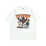 Men T Shirt Demon Cartoon Print Distressed Short Sleeve T-shirt