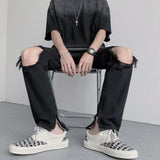 Men Jeans Ripped Jeans Men's Summer Loose Straight Wide Leg Pants