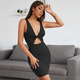 Women Dress Slim Fit Skirt V-neck Sexy Dress