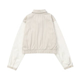 Women Jacket Striped Color Contrast Short Jacket