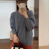Women Knitted Pullover Autumn and Winter Crew Neck Pullover Sweater Loose Sweater