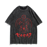 Washed vintage short-sleeved T-shirt high street top