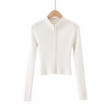 Women Sweater Knitwear Short Half Turtleneck Sexy Zipper Midriff-Baring Knitted Sweater Sweater