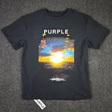 Purple Brand T Shirts Casual Short Sleeve Loose round Neck Sunset Black T-shirt