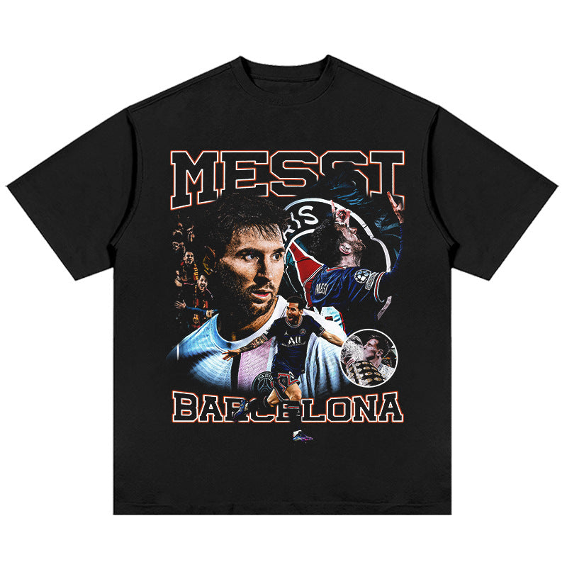 Mens Vintage Football T-Shirt Macy Printed Short Sleeve T-Shirt Vintage Loose Top