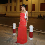 Women Dresses Sexy Ribbon Dress Spring Summer Slim-Fit Long Dress