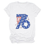 Fashion T-shirt 1776 pattern print crew neck short sleeve summer