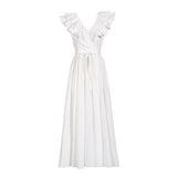 Women Dresses Spring V-neck Dress Long Dress (Qymy0409)