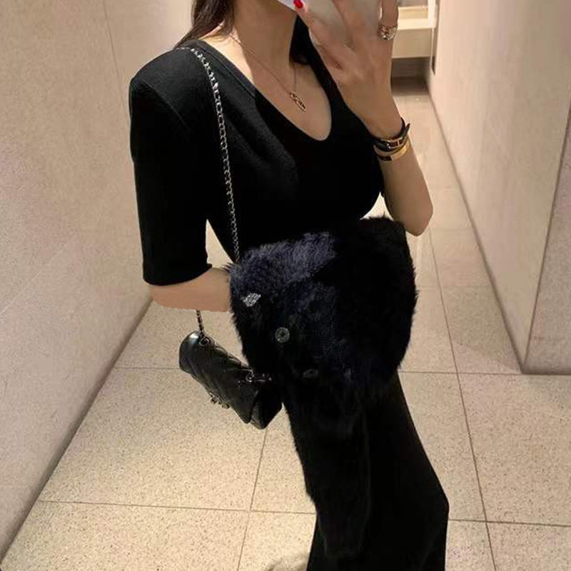 Women Dresses Summer Dress Split Sexy Slim-Fit Short Sleeve