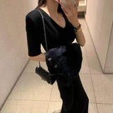 Women Dresses Summer Dress Split Sexy Slim-Fit Short Sleeve