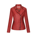 Red Leather Jacket Autumn and Winter Wear PU Leather Jacket Leather Coat