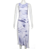 Women Dresses Autumn and Winter 3D Printed Sleeveless Slim Fit Pullover Dress (Bla0420)