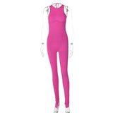 Women Jumpsuit Summer Sexy Backless Lace up Solid Color Jumpsuit