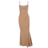 Women Dresses Autumn and Winter Rhinestone Dress Simple Suspender Skirt (Csm202403)