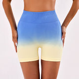Women Yoga Sports Shorts Gradient Color Running Fitness Sports Pants