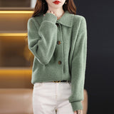 Women Knitted Cardigan Autumn Vintage Stand Collar Knitted Cardigan Sweater Baggy Coat