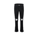 MIJKO Mens Vintage Pants Zipper Leg Ripped Unisex Jeans