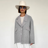 Women Trench Coat Gray Woolen Coat Autumn and Winter Suit