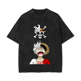 ONE PIECE T-shirt short sleeve summer washed old pure cotton loose
