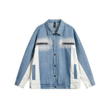Unisex Jacket Autumn Denim Stitching Baggy Coat