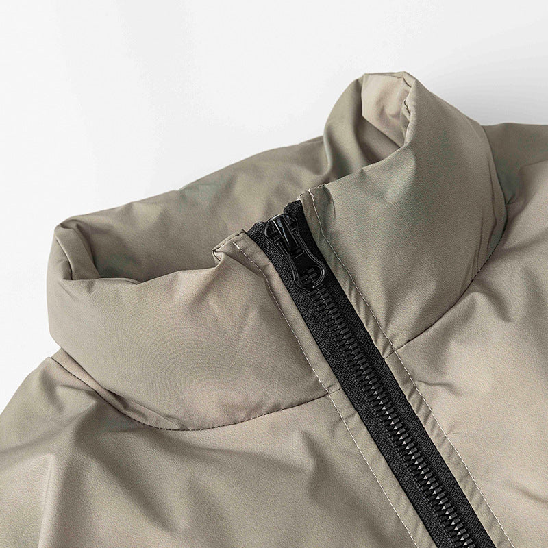 Unisex Winter Cotton Coat Gradient Color Embroidered Logo Stand-up Collar Cotton-Padded Clothes Vintage Loose Cotton Coat