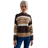Women Knitted Sweater Autumn Long Sleeve Mock Neck Sweater
