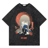 Washed retro T-shirt printed graphic casual cotton summer short sleeves