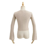 Women Sweater Knitwear Sexy V-neck Knitwear Women's Autumn Winter Retro Slim-Fit Long-Sleeved Pullover Short Sweater