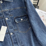 Women Jacket Spring and Autumn Loose Washed-out Lapel Casual Workwear Denim Jacket