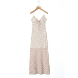 Women Dresses Summer V-neck Lace Floral Strap Dress Backless Sexy Dress (Xds0414)