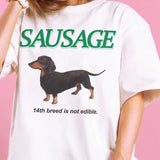 Korean Dog Sausage Graphic T Shirt Fashion Streetwear Women