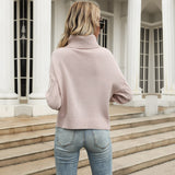Women Knitted Sweater Autumn Twist Long Sleeve High Collar Bottoming Sweater