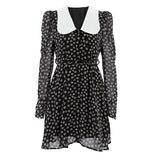 Women Dress V-neck Puff Sleeve Floral Dress Casual Short Skirt
