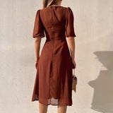 Women Dresses Summer Elegance Shu Slit Dress (Bla0420)