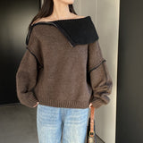 Women Winter Knitted Sweater Autumn Sweater Long Sleeve Zipper Sweater R8922