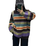 Women Knitwear Autumn and Winter Striped round Neck Sweater Loose Sweater