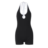 Women Jumpsuit Summer Sexy Backless Lace up Jumpsuit (Hawthaw0412)
