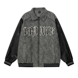 Men Jacket Coat Multicolor Jacket Coat Male Letter Embroidery Loose Baseball Uniform