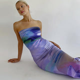 Women Dresses Summer Printing Slim Fit Backless Dress