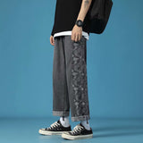 Men Jeans Paisley Jeans Summer Loose Casual Pants Retro Straight-Leg Pants