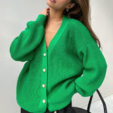 Ladies Leisure Knitwear Loose Knitted Sweater Women Casual Solid Color Autumn and Winter Cardigan