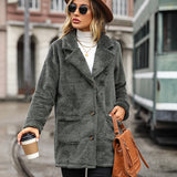 Women Trench Coat Autumn Loose Mercerized Double-Sided Velvet Casual Long Coat