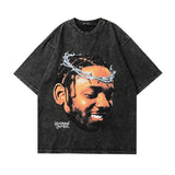 Men T Shirt Vintage Hiphop Portrait Printing Half Sleeve T-shirt
