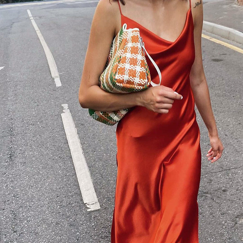 Corset Dress Autumn Satin Strap Dress Sexy Backless Dress