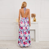 Women Date Dress Sexy V-neck Strap Slit Dress
