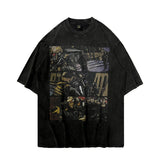 Men T Shirt Retro Loose round Neck Half-Sleeved T-shirt