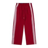 Men Sweatpants Side Stripe Stitching Casual Trousers Loose Wide Leg Pants